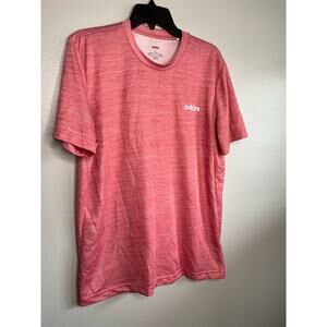 Adidas Salmon Pink & White Logo Light Weight Climalite Mens Tee Shirt Size Large